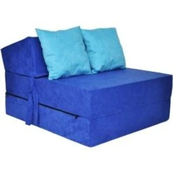 Materasso Ospite Di Lusso - Blu - Materasso Da Campeggio - Materasso Da Viaggio - Materasso Pieghevole - 200 X 70 X 15 - Con Cuscini Azzurri