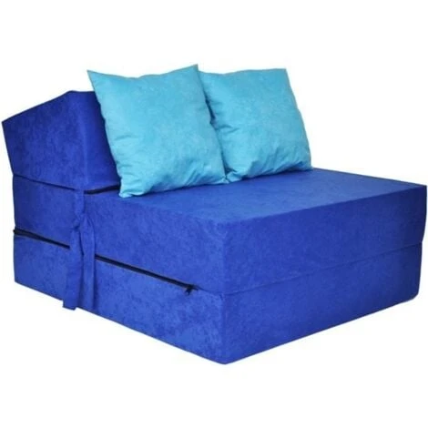 Materasso Ospite Di Lusso - Blu - Materasso Da Campeggio - Materasso Da Viaggio - Materasso Pieghevole - 200 X 70 X 15 - Con Cuscini Azzurri