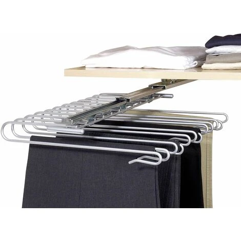WENKO 5971100 Estraibile Per Armadio Portapantaloni - Per 12 Paio Di Pantaloni, Metallo Cromato, 33 X 10 X 47 Cm, Argento Lucido - immagine 2