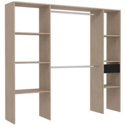 Armadio In Legno, 6 Ripiani, 1 Cassetto, 2 Armadi: 198x40x180