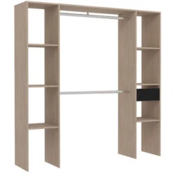 Armadio In Legno, 6 Ripiani, 1 Cassetto, 2 Armadi: 180x40x180