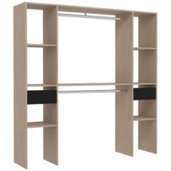 Armadio In Legno, 6 Ripiani, 2 Cassetti, 2 Armadi: 180x40x180