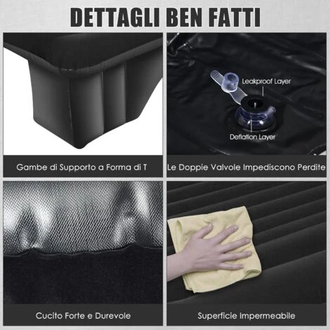 COSTWAY Materasso Gonfiabile Da Auto, Lettino Gonfiabile Con Pompa Elettrica E Borsa Di Stoccaggio, Superficie Di Floccaggio Impermeabile, Per Auto Campeggio - immagine 2