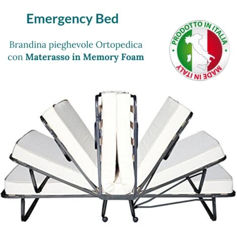 EVERGREENWEB - Brandina Pieghevole Con Materasso Memory Foam 90x200 Cm Alto 12 Cm + Cuscino Gratis, Rivestimento Sfoderabile Rete Singola A Doghe Legno Ortopedica, Letto Salvaspazio Offerta - immagine 4