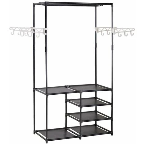 WOLTU Stand Appendiabiti Con Ganci E Scarpiera 4 Ripiani Scaffale Porta Abiti - immagine 2