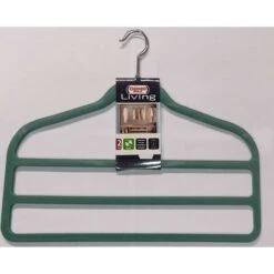 DOMOPAK - SET 2 GRUCCE PER PANTALONI 3 SPAZI 45CM - MATERIALE SIMIL VELLUTO ANTISCIVOLO - COLORE VERDE ACQUA