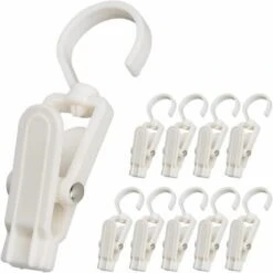 Gancio Portabiancheria, Molletta, Clip Per Cappello, In Plastica, Super Resistente, Da Appendere, Girevole, Da 4,3 Pollici (bianco) 10 Pezzi