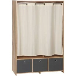 HOMCOM Armadio Guardaroba In Truciolato Con Guida Per Appendere, 3 Cassetti In Poliestere E 3 Ripiani, 105x48x160 Cm