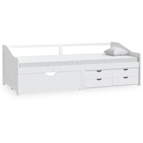 Divano Letto 3 Posti - Letto Per Adulti Con Cassetti Bianco Pino Massello 90x200cm BV398057 - BonneVie - immagine 2