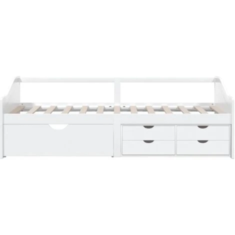 Divano Letto 3 Posti - Letto Per Adulti Con Cassetti Bianco Pino Massello 90x200cm BV398057 - BonneVie - immagine 5