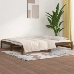 Dormeuse Estraibile - Letto Per Adulti Miele 2x(90x200) Cm Legno Massello Di Pino BV881626 - BonneVie