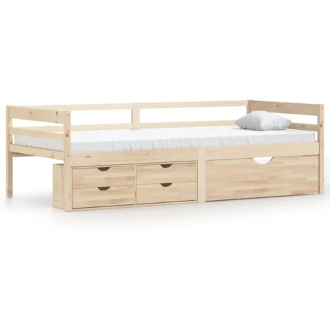 Giroletto Con Cassetti Struttura Letto - Letto Per Adulti E Contenitore In Legno Di Pino 90x200 Cm BV947449 - BonneVie - immagine 2