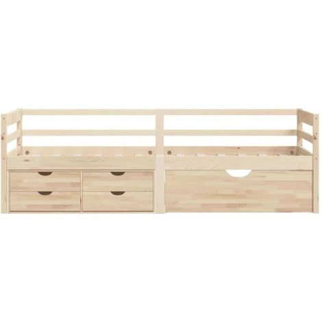 Giroletto Con Cassetti Struttura Letto - Letto Per Adulti E Contenitore In Legno Di Pino 90x200 Cm BV947449 - BonneVie - immagine 4