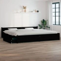 Giroletto Con Cassetti Struttura Letto - Letto Per Adulti Nero 200x200 Cm BV924158 - BonneVie