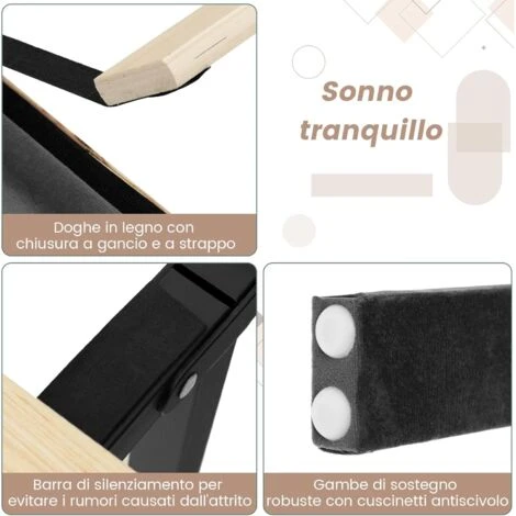 COSTWAY Telaio Del Letto A Piattaforma Imbottito, Struttura Letto Moderna Con Testiera, Piattaforma Letto Con Doghe In Legno, Carico Massimo 450kg (200 X 180 Cm) - immagine 4