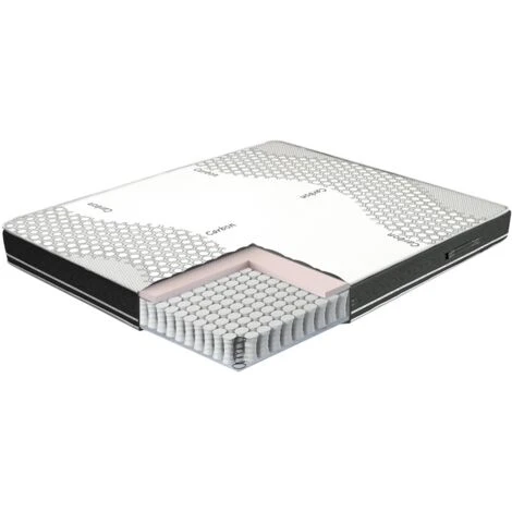 Materasso Molle Insacchettate E Memory Una Piazza E Mezza 120x190, Alto 25 Cm - Rivestimento Carbon. Zefiro - immagine 3