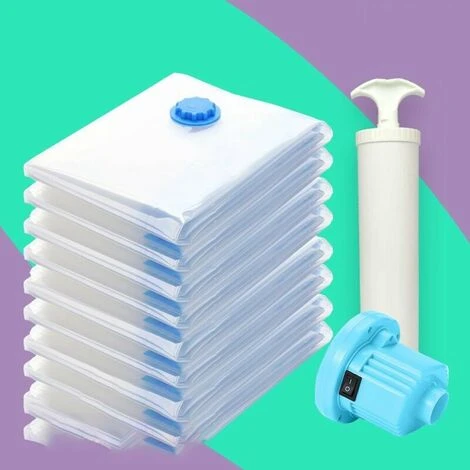 Set Di 8 Sacchetti Sottovuoto Per Abbigliamento Aspirapolvere XXL Sacco Portaoggetti Sottovuoto Aspirapolvere + 1 Pompa, Compattatore Sacchetto Di Compressione Custodia Da Viaggio, Biancheria Da Letto