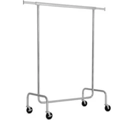 Songmics Stand Appendiabiti Portabiti Metallico Cromato Con 1 Traversa Regolabile Con Rotelle Carico Massimo 130kg