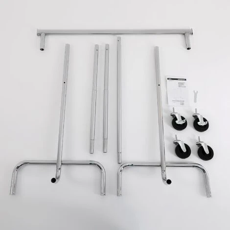 Songmics Stand Appendiabiti Portabiti Metallico Cromato Con 1 Traversa Regolabile Con Rotelle Carico Massimo 130kg - immagine 4