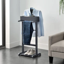 Nova Servomuto Da Camera Design Elegante Con Barra E Ripiano Disponibili Vari Colori Dimensioni : Grigio