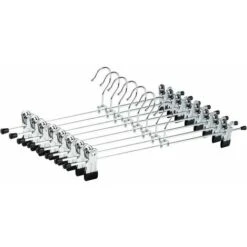 Set Di 12 Grucce In Metallo Cromato Da 30 Cm, Per Pantaloni, Gonne, Calzini, Biancheria Intima, Appendiabiti Antiscivolo Con Clip ,