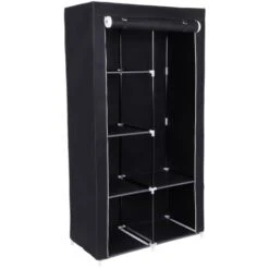Songmics Armadio DIY Cabina Guardaroba Appendiabiti Richiudibile In Acciaio Tessuto Non Tessuto 88 X 45 X 170cm (L X P X A) Nero