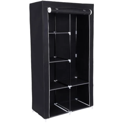 Songmics Armadio DIY Cabina Guardaroba Appendiabiti Richiudibile In Acciaio Tessuto Non Tessuto 88 X 45 X 170cm (L X P X A) Nero